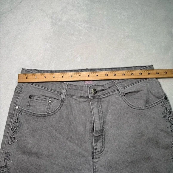 COS Y2K Gray Flared Jeans with Side Rhinestone Embellishments - Picture 6 of 9